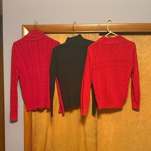 Elegant Red and Black Women's Sweater Set